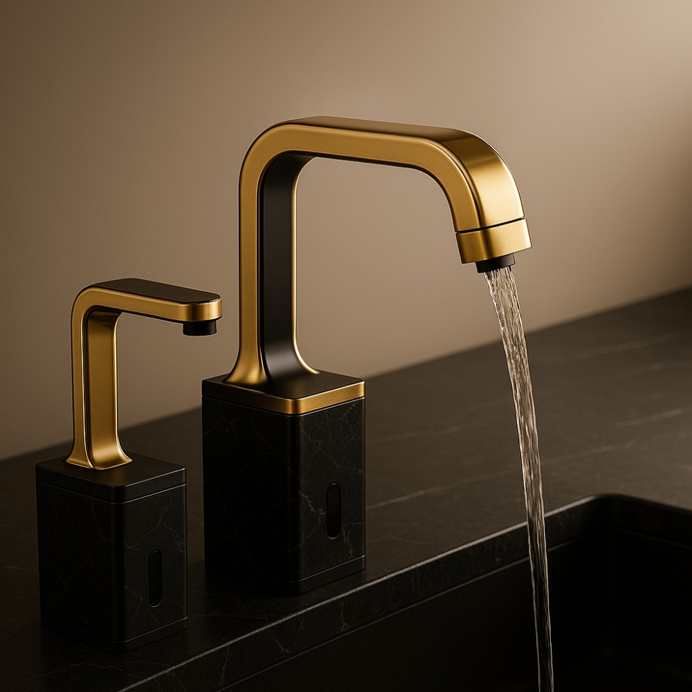 Fontana AquaLogic Arctic White touchless flush valve with circular control